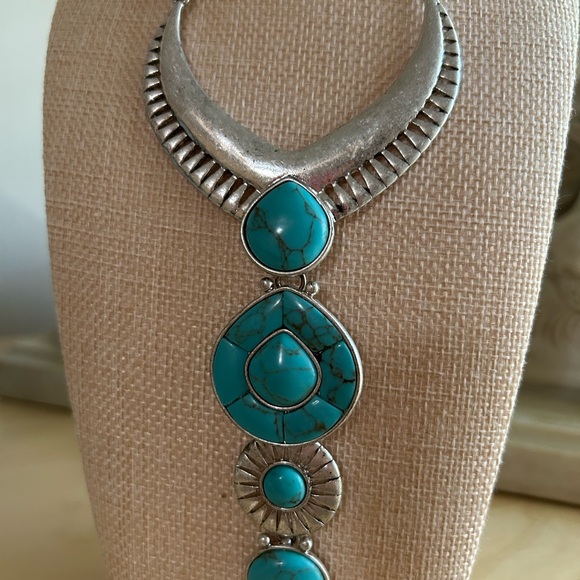 Lucky Brand Silver and Turquoise Necklace - Picture 1 of 2